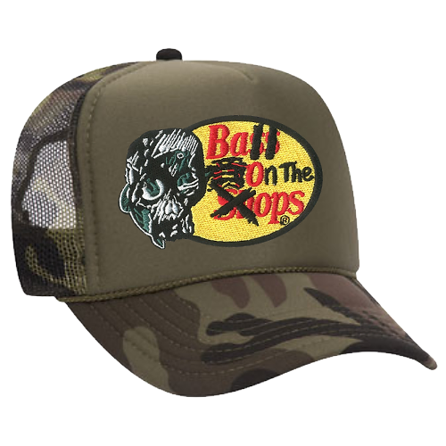 "BALL ON THE OPS CAMO TRUCKER HATS”