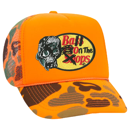 "BALL ON THE OPS CAMO TRUCKER HATS”