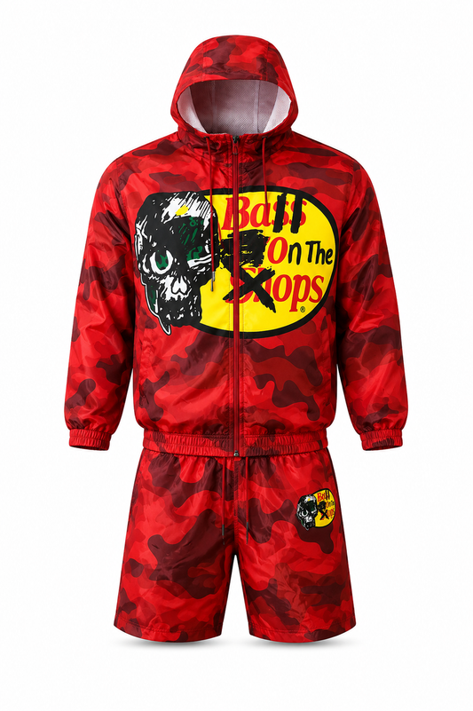 Red Camo Opposition Windbreaker Set